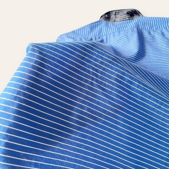 Vintage Haberdashers Pinstripe Shirt Buttoned Down Blue Cotton XXL Switzerland - Picture 9 of 12